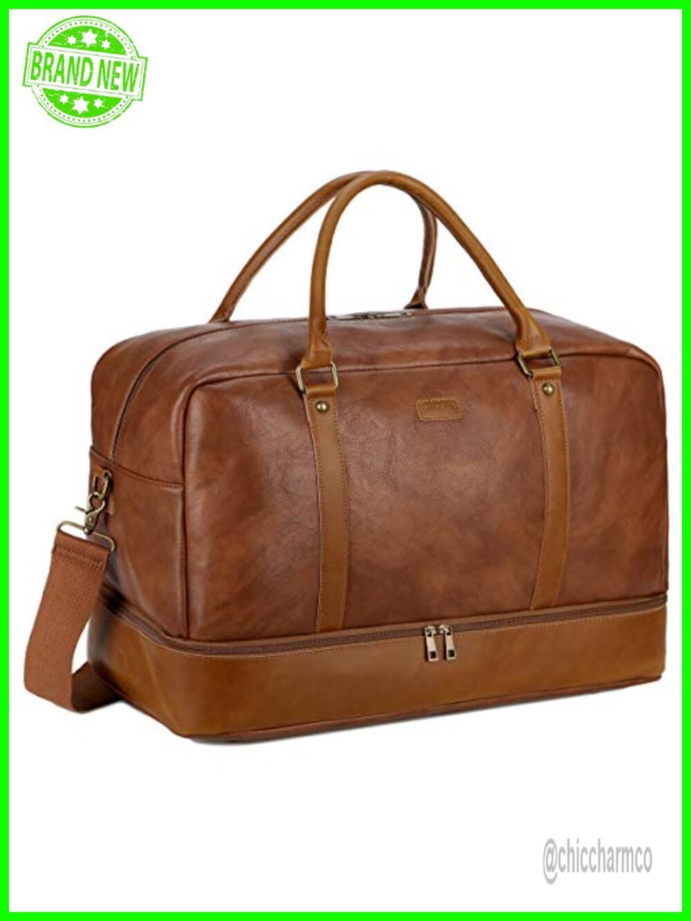 Baosha Vegan Leather Large Travel Duffel Bag Weekender Carry On Shoe Compartment